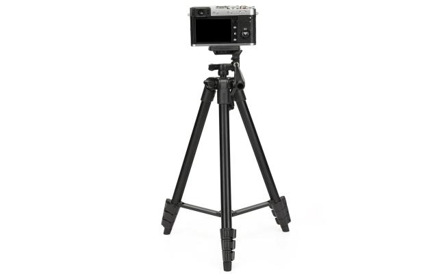 JMARY KP-2205 Aluminum Tripod (134CM), 4-Section Aluminum Legs, Universal Lightweight Tripod with Mobile Phone Holder Mount - Black